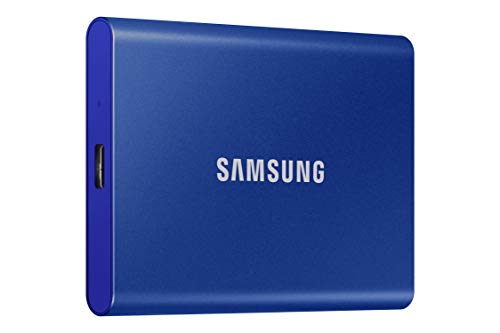 Samsung Portable SSD T7, 500 GB, USB 3.2 Gen.2, 1.050 MB/s Lesen, 1.000 MB/s Schreiben, Externe SSD Festplatte für Mac, PC, Smartphone und Spielkonsole, Indigo Blue , MU-PC500H/WW von Samsung
