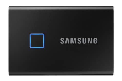 Samsung Portable SSD T7 Touch, 1 TB, USB 3.2 Gen.2, 1.050 MB/s Lesen, 1.000 MB/s Schreiben, Externe SSD Festplatte mit Fingerabdruckscanner für Mac, PC, Tablet, Metallic Black, MU-PC1T0K/WW von Samsung