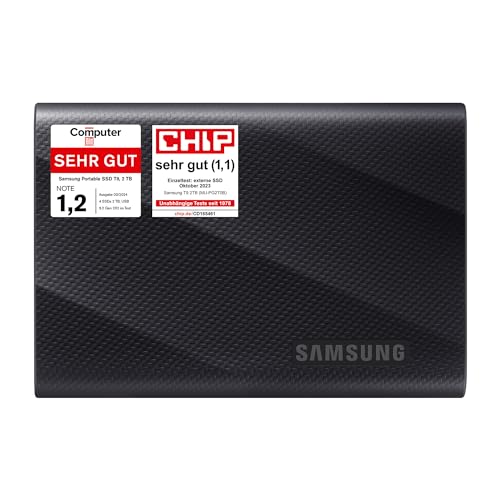 Samsung Portable SSD T9, 2 TB, 2.000 MB/s Lesen, 2.000 MB/s Schreiben, USB 3.2 Gen.2x2, Externe Festplatte für professionelle Anwender, Kompatibel mit Mac, PC, Smartphone und 12K Kameras, MU-PG2T0B/EU von Samsung