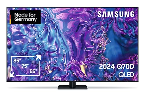 Samsung QLED 4K Q70D Fernseher 85 Zoll, Samsung TV mit AI Quantum Prozessor 4K, 4K AI Upscaling, Samsung Tizen OS, Motion Xcelerator 120 Hz, Smart TV, KI TV, GQ85Q70DATXZG, Deutsches Modell [2024] von Samsung