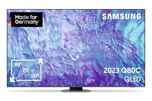 Samsung QLED 4K Q80C 98 Zoll Fernseher, Direct Full Array, AI Neural Quantum Prozessor 4K, Real Depth Enhancer, Smart-TV, KI TV, GQ98Q80CATXZG, Deutsches Modell [2023] von Samsung