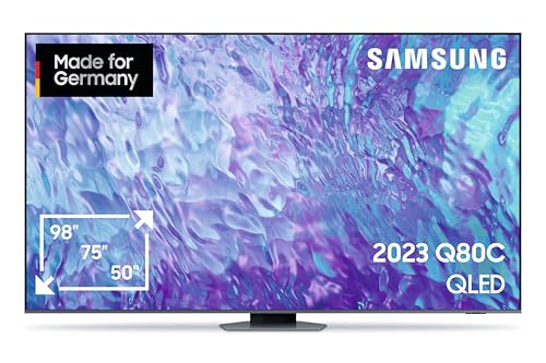 Samsung QLED 4K Q80C 98 Zoll Fernseher (GQ98Q80CATXZG, Deutsches Modell), Smart-TV, Direct Full Array, Neural Quantum Prozessor 4K, Real Depth Enhancer [2023] von Samsung