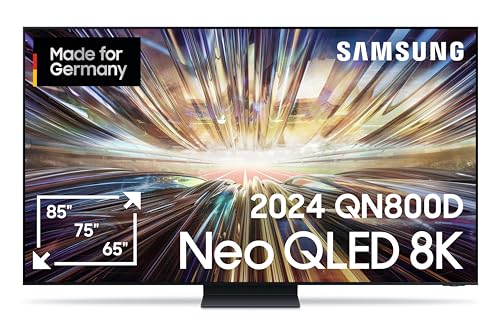 Samsung QLED 8K QN800D Fernseher 75 Zoll, Samsung TV mit Neo Quantum HDR 8K+, Neural Quantum 8K AI Gen2 Prozessor, 8K AI Upscaling, Smart TV, GQ75QN800DTXZG, Deutsches Modell [2024] von Samsung