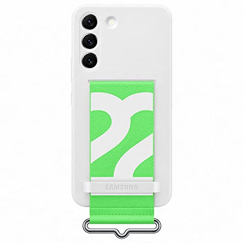 Samsung Silicone Cover Smartphone Cover mit Strap EF-GS901 für Galaxy S22, Handy-Hülle, Silikon, Schutz Case, stoßfest, dünn und griffig, Halteband, Weiß von Samsung