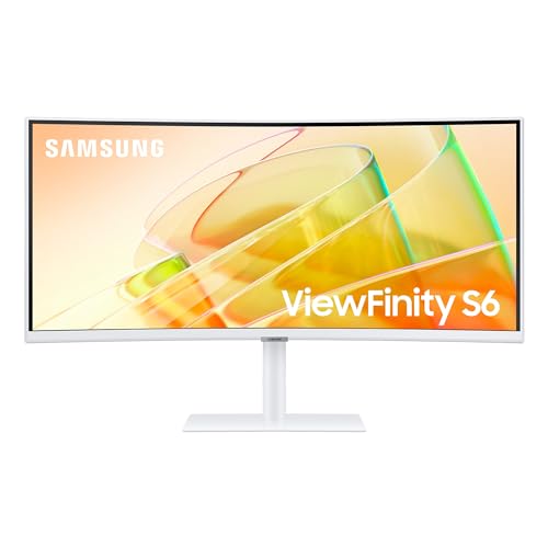 Samsung ViewFinity S65TC Curved Monitor, 34 Zoll, Bildschirm mit VA-Panel, 3.440 x 1.440 Pixel, 1.000R Radius, HDR10, KVM-Switch, Bildwiederholrate 100 Hz, Reaktionszeit 5 ms (G/G), Höhenverstellbar von Samsung