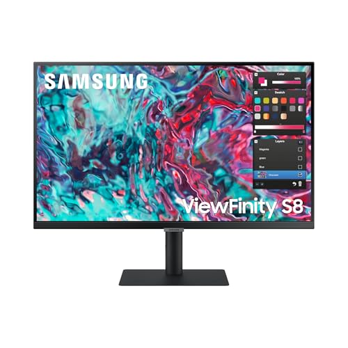 Samsung ViewFinity S8UT Business Monitor mit integrierten Lautsprechern, 27 Zoll, IPS-Panel, 4K UHD, 3.840 x 2.160 Pixel, HDR10, 99% sRGB Farbraumabdeckung für Grafikdesign, 60 Hz, 5 ms (G/G), Pivot von Samsung