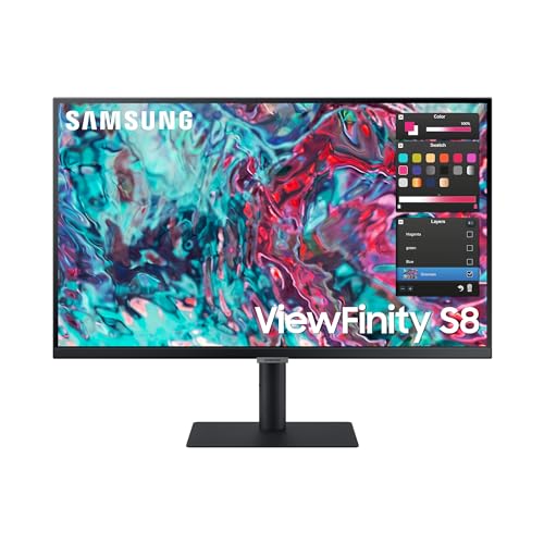 Samsung ViewFinity S8UT Business Monitor mit integrierten Lautsprechern, 27 Zoll, IPS-Panel, 4K UHD, 3.840 x 2.160 Pixel, HDR10, 99% sRGB Farbraumabdeckung für Grafikdesign, 60 Hz, 5 ms (G/G), Pivot von Samsung