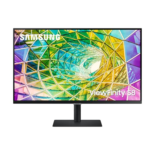 Samsung Viewfinity S8 Monitor 27 Zoll, IPS-Panel, 4K UHD-Auflösung, HDR10, Reaktionszeit 5 ms, Bildwiederholrate 60 Hz, Neigbar, Schwenkbar, Pivot, Schwarz, S27A800NMP von Samsung