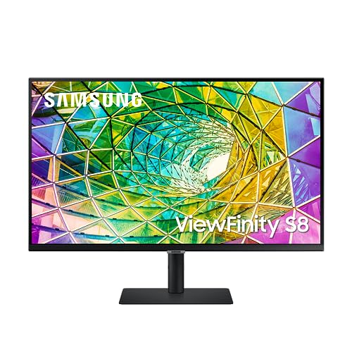 Samsung Viewfinity S8 Monitor 27 Zoll, IPS-Panel, 4K UHD-Auflösung, HDR10, Reaktionszeit 5 ms, Bildwiederholrate 60 Hz, Neigbar, Schwenkbar, Pivot, Schwarz, S27A800NMP von Samsung