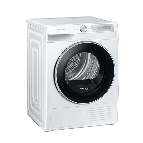 Samsung Wärmepumpentrockner, 8 kg, Wäschetrockner mit Simple Control-Bedienkonzept, Hygiene+ Programm, Knitterschutz, AirWash, Optimal Dry, Weiß/Schwarz, DV8GA6225LH/S2 von Samsung