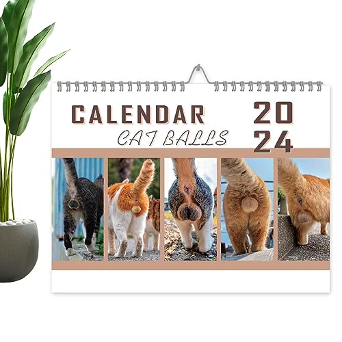 2024 Cat Butthole-Kalender – 2024 Wandkalender – Cat Butts 2024 Funny Cats-Kalender – Monatlicher Wandkalender Mit Umklappbarem Design, Tragbarer Kalender Zum Planen Oder Organisieren von Samuliy