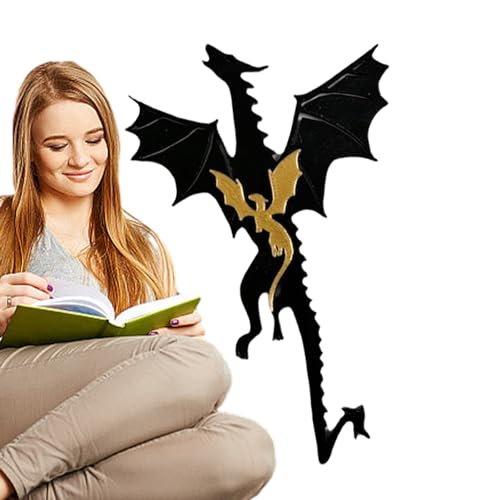 Drachen Lesezeichen Für Kinder | Goldenes Drachen Lesezeichen Mit Sonne Und Wolken - Drachen Lesezeichen Schwarz Gold Cool Dragon Bookmark Mit Sonne Und Wolken von Samuliy