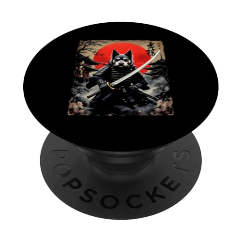 徳者剱 Samurai Hund PopSockets Klebender PopGrip von Samurai Hund Designs