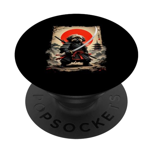 サムライ Samurai Hund Kunst PopSockets Klebender PopGrip von Samurai Hund Kunst Designs
