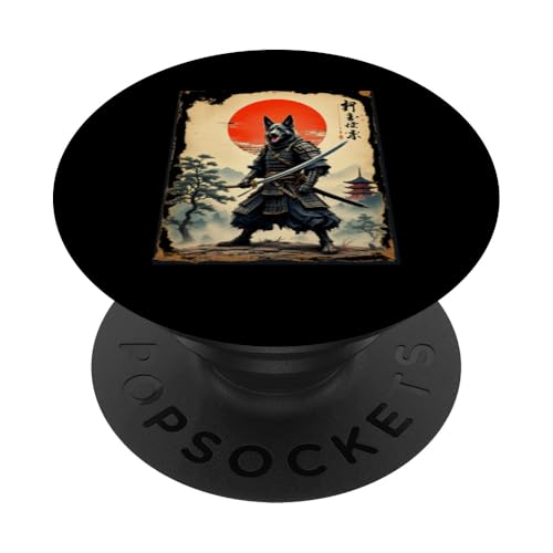 押韻佐茶 Samurai Hund Kunst PopSockets Klebender PopGrip von Samurai Hund Kunst Designs