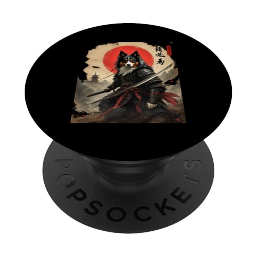 獨從急人 Samurai Hund Kunst PopSockets Klebender PopGrip von Samurai Hund Kunst Designs