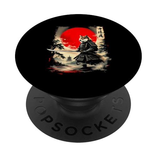 中秋搏 Samurai Hund Kunst PopSockets Klebender PopGrip von Samurai Hund Kunst Designs