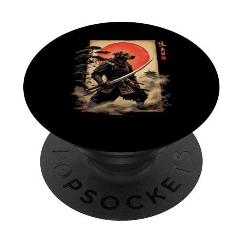 侍者 Samurai Hund Kunst PopSockets Klebender PopGrip von Samurai Hund Kunst Designs