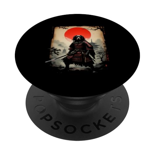 強力 夢の女戦 Samurai Hund Kunst PopSockets Klebender PopGrip von Samurai Hund Kunst Designs