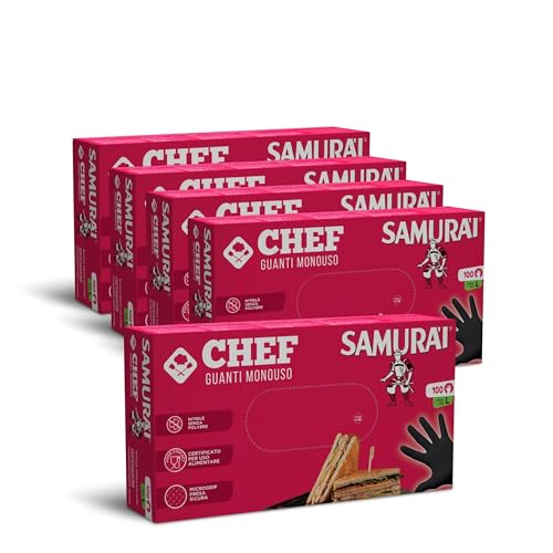 Samurai Chef Einweg-Nitrilhandschuhe für Lebensmittel, schwarz, unsteril (100 Stück, Größe L) puderfrei und latexfrei – zertifiziert für den Kontakt mit Lebensmitteln, hervorragende Beständigkeit – 5 von Samurai