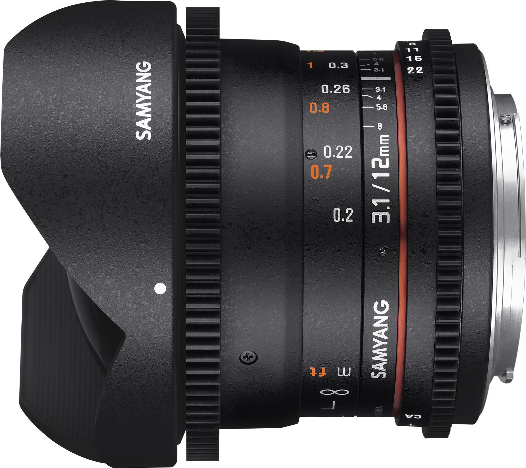 Samyang 12mm T3.1 VDSLR Canon EF SLR Weitwinkel-Fischaugenobjektiv Schwarz (13012T3.1C) von Samyang