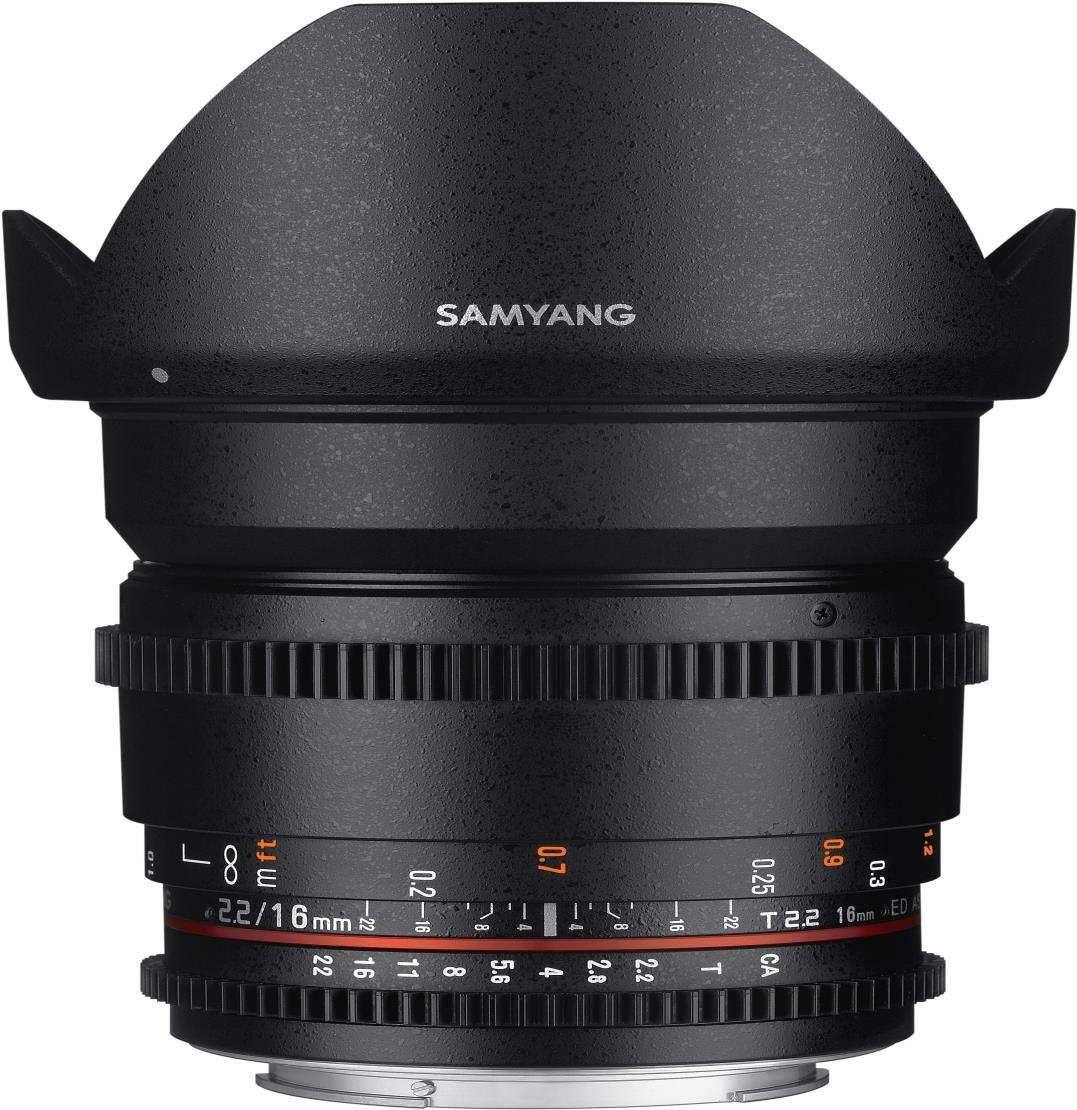 Samyang 16mm T2.2 VDSLR ED AS UMC CS II - SLR - 13/11 - weit - Schwarz - 8,3 cm - 7,7 cm (13016T2.2F) von Samyang