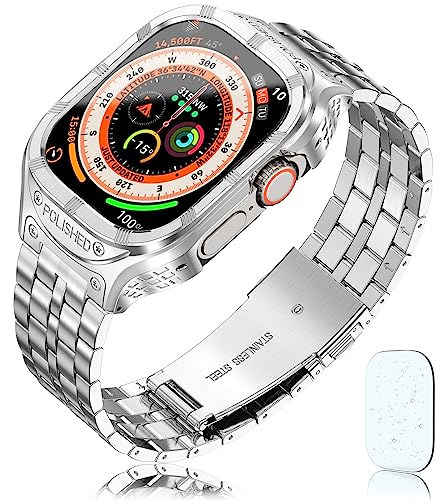 Edelstahlband mit Gehäuse für Apple Watch Ultra 1/Ultra 2 Armband 49mm,Robustes Apple Watch Ultra Hülle mit Metall iWatch Ultra 1/2 Armbandfür Männer Edelstahlband mit Gehäuse für Apple Watch Ultra 1/Ultra 2 Armband 49mm,Robustes Apple Watch Ultra Hülle mit Metall iWatch Ultra 1/2 Armbandfür Männer von San Jeirie