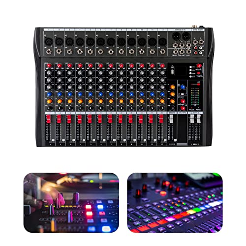 Audio Mixer 12 Kanal Studio Live Mischpult DJ Professionelle Stereo Sound Mischkonsole Eingang 48 V Phantomspeisung Bluetooth USB Digital Audio Mixer Verstärker von SanBouSi