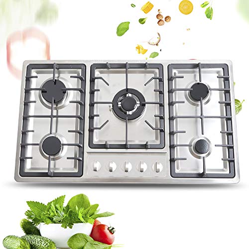 Einbauherd Gaskochfeld Edelstahl Gaskocher 5 Wok Brenner, Gasherd für Erdgas und Propangas, Einfach zu säubern Einbauherd Gaskochfeld Edelstahl Gaskocher 5 Wok Brenner, Gasherd für Erdgas und Propangas, Einfach zu säubern von SanBouSi