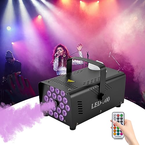 Nebelmaschine Disco Rauchmaschine 18 LED RGB Lichteffekt Mini Nebelmaschine mit Fernbedienung für DJ Disco Party,Halloween,Hochzeiten Weihnachten von SanBouSi
