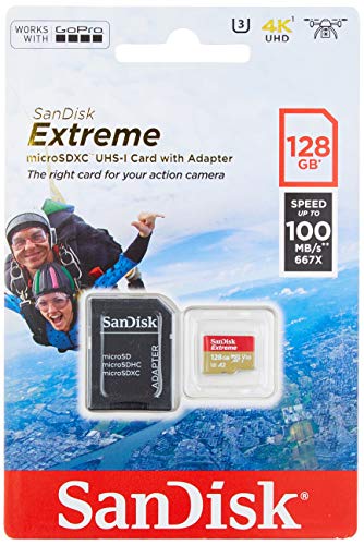 SANDISK - Extreme micro SDXC-Speicherkarte 128 GB I Multimedia-Dateispeicher I SD-Adapter inklusive Lesegeschwindigkeit 100 MB / s - Schwarz von SanDisk
