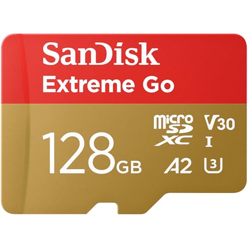 SanDisk 128GB Extreme Go micro SDXC UHS-I-Kaart 128 GB + SD-Adapter (Voor Android Smartphones en Tablets, Action Cams & Drones, Tot 200 MB/s, V30, 5K, 4K UHD, Rescue PRO Deluxe, C10, U3) voor Amazon von SanDisk
