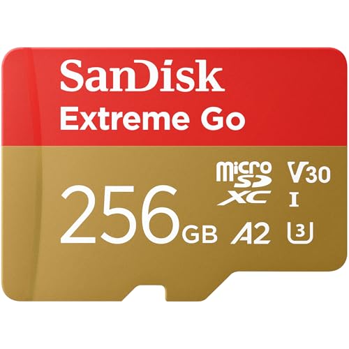 SanDisk 256GB Extreme Go micro SDXC UHS-I-Kaart 256 GB + SD-Adapter (Voor Android Smartphones en Tablets, Action Cams & Drones, Tot 200 MB/s, V30, 5K, 4K UHD, Rescue PRO Deluxe, C10, U3) voor Amazon von SanDisk