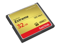 SanDisk 32GB Extreme, 32 GB, Kompaktflash, 120 MB/s, 85 MB/s, Schwarz, Gold, Rot von SanDisk