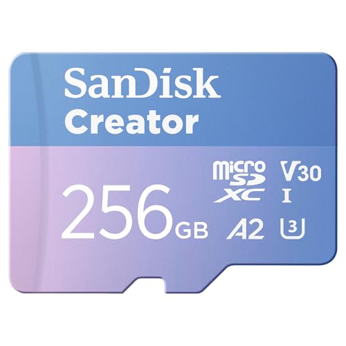 SanDisk Creator microSDXC UHS-I Speicherkarte 256 GB + Adapter (Für Smartphones, Kameras und Drohnen, 5.3K & 4K, A2, C10, V30, U3, bis zu 190 MB/s Übertragung, inkl. 3 Monate Adobe Lightroom) SanDisk Creator microSDXC UHS-I Speicherkarte 256 GB + Adapter (Für Smartphones, Kameras und Drohnen, 5.3K & 4K, A2, C10, V30, U3, bis zu 190 MB/s Übertragung, inkl. 3 Monate Adobe Lightroom) von SanDisk