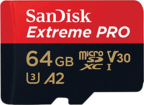SanDisk 64 GB Extreme PRO microSDXC-Karte + SD-Adapter + RescuePRO Deluxe, bis zu 200 MB/s, mit A2 App Performance, UHS-I, Class 10, U3, V30 von SanDisk