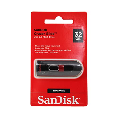 SanDisk Cruzer Glide 2.0 USB-Flash-Laufwerk 32 GB 3er-Pack (Teilen, Speichern und Schützen von Dateien, SecureAccess Software, 128-bit AES Verschlüsselung, Kennwortschutz) Schwarz von SanDisk
