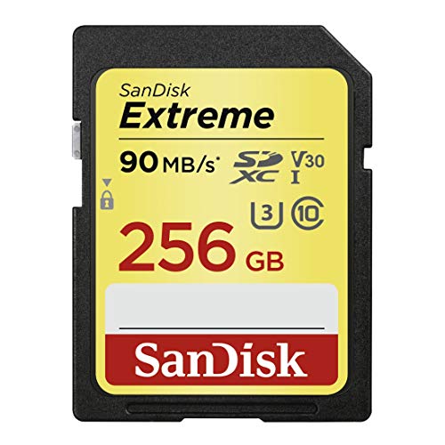 SanDisk Extreme 256 GB SDXC Speicherkarte bis zu 90 MB/Sek, Class 10, U3, V30 von SanDisk
