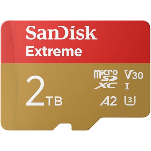 SanDisk Extreme microSDXC UHS-I Speicherkarte 2TB + SD Adapter, (Für Smartphones, Actionkameras oder Drohnen, Übertragung bis zu 240 MB/s, 4K UHD) RescuePRO Deluxe, UHS-I, U3, V30 von SanDisk