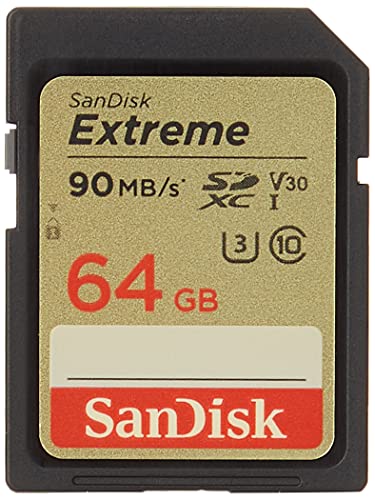 SanDisk Extreme 64 GB SDXC Speicherkarte bis zu 90 MB/Sek, Class 10, U3, V30, FFP von SanDisk