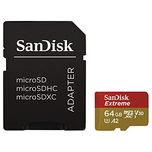 SanDisk Extreme 64 GB microSDXC Memory Card for Action Cameras and Drones with A2 App Performance up to 160 MB/s, Class 10, U3, V30 von SanDisk