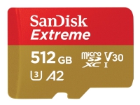 SanDisk Extreme - Flash-Speicherkarte (microSDXC-zu-SD-Adapter enthalten) - 512 GB - A2 / Video Klasse V30 / UHS-I U3 / Klasse10 - microSDXC UHS-I von SanDisk