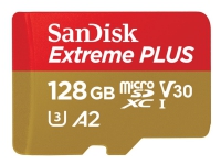 SanDisk Extreme PLUS - Flash-Speicherkarte (microSDXC-zu-SD-Adapter enthalten) - 128 GB von SanDisk