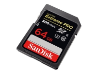 SanDisk Extreme PRO, 64 GB, SDXC, Klasse 10, UHS-II, 300 MB/s, 260 MB/s von SanDisk