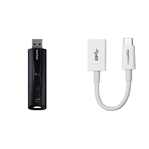 SanDisk Extreme PRO 128GB Solid State USB-Flash-Laufwerk USB 3.1 & Amazon Basics - Adapterkabel, USB-Typ-C-Stecker auf USB-Buchse, USB 3.1, 1. Generation, Weiß SanDisk Extreme PRO 128GB Solid State USB-Flash-Laufwerk USB 3.1 & Amazon Basics - Adapterkabel, USB-Typ-C-Stecker auf USB-Buchse, USB 3.1, 1. Generation, Weiß von SanDisk