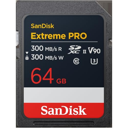 SanDisk Extreme PRO 64 GB SDXC UHS-II Karte,bis zu 300 MB/s Lesegeschwindigkeit & Schreibgeschwindigkeit, V90, 8K SanDisk Extreme PRO 64 GB SDXC UHS-II Karte,bis zu 300 MB/s Lesegeschwindigkeit & Schreibgeschwindigkeit, V90, 8K von SanDisk