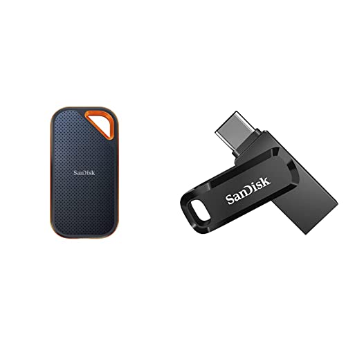 SanDisk Extreme PRO Portable SSD 1 TB Mobiler Speicher, Schwarz & 128GB Ultra Dual Drive Go USB Type-C Flash Drive with Reversible USB Type-C and USB Type-A connectors von SanDisk