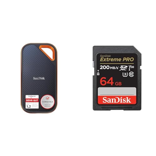 SanDisk Extreme PRO Portable SSD Externe SSD 1 TB & Extreme PRO SDXC UHS-I Speicherkarte 64 GB von SanDisk