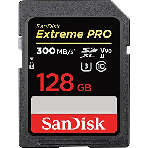 SanDisk Extreme PRO SDHC UHS-II Speicherkarte V90 128 GB (300 MB/s, 8K-, 4K- und Full-HD-Videoaufnahmen, RescuePRO Deluxe, stoßsicher, temperaturbeständig, wasserdicht und röntgensicher) von SanDisk