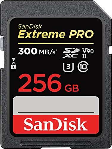 SanDisk Extreme PRO SDHC UHS-II Speicherkarte V90 256 GB (300 MB/s, 8K-, 4K- und Full-HD-Videoaufnahmen, RescuePRO Deluxe, stoßsicher, temperaturbeständig, wasserdicht und röntgensicher) von SanDisk